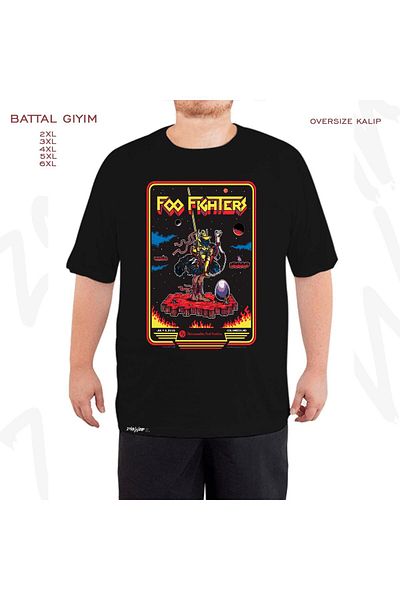 ZOKAWEAR Υπερμεγέθη αφίσα Foo Fighters Rock Metal Printed King (Μπάλα) Μορφή μαύρο μπλουζάκι
