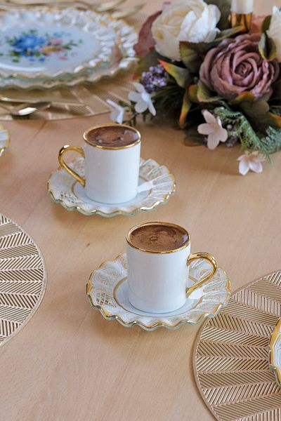 Glore Tiete Gold Gilded Glass Coffee Set