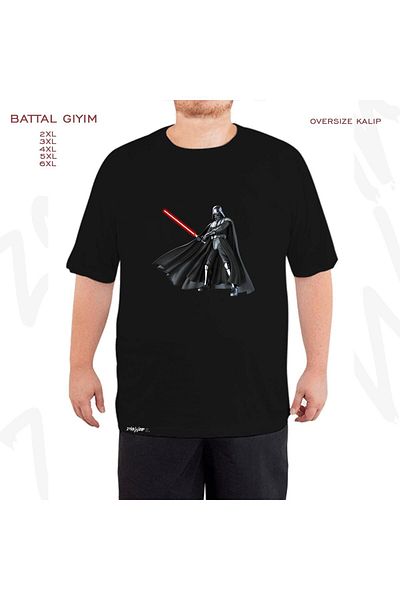 ZOKAWEAR Star Wars Darth Vader Lightsaber Printed - Μαύρο T-Shirt Battal Fit