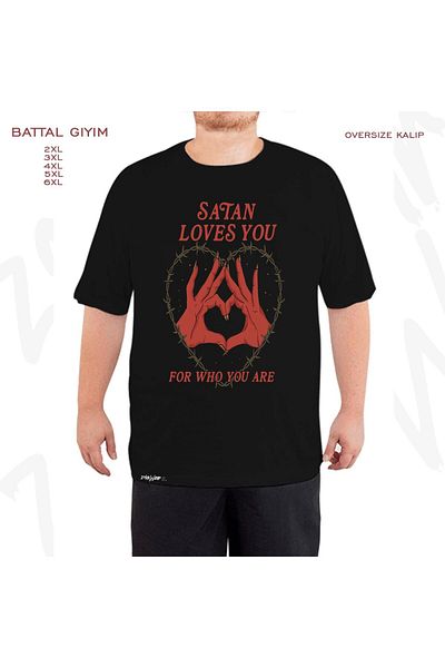 ZOKAWEAR Oversize Selling Loves You Printed Battal (Bol) Mold Μαύρο T-Shirt
