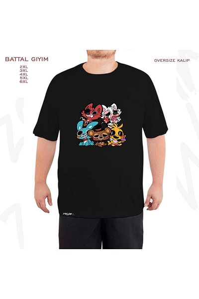ZOKAWEAR Cutie's Printed Oversize Μαύρο T-Shirt - Battal Fit