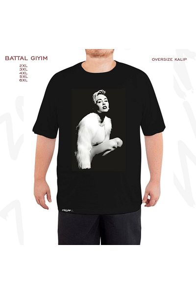 ZOKAWEAR Υπερμεγέθη Μαύρο T-Shirt με στάμπα Miley Cyrus