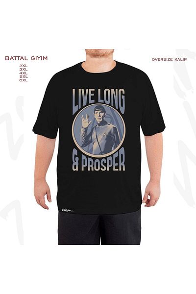 ZOKAWEAR Star Trek Original Series Spock Printed Black Oversize T-shirt - Blue Hue