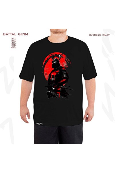 ZOKAWEAR Μαύρο μπλουζάκι με στάμπα Samurai Warrior σε μεγάλο μέγεθος