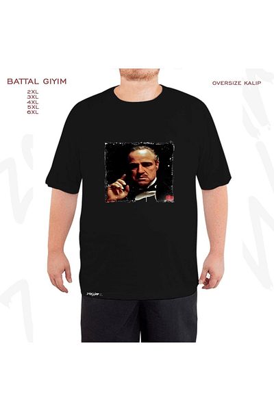 ZOKAWEAR Μαύρο μπλουζάκι μεγάλου μεγέθους Marlon Brando2 με στάμπα μεγάλου μεγέθους