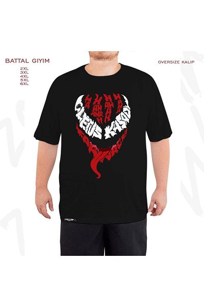 ZOKAWEAR Oversize Carnage Printed Battal (Bol) Mold Μαύρο T-Shirt
