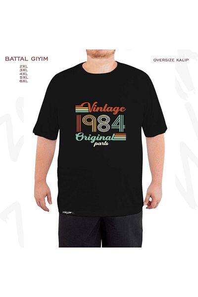 ZOKAWEAR Υπερμεγέθη vintage 1984 εμπριμέ μαύρο μπλουζάκι Battal (Bol) Fit