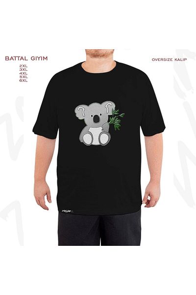 ZOKAWEAR Υπερμεγέθη μαύρο μπλουζάκι με στάμπα Koala Bear