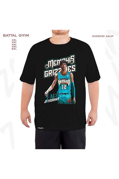 ZOKAWEAR Υπερμεγέθη Ja Morant Printed Battal (Bol) Mold Μαύρο T-Shirt