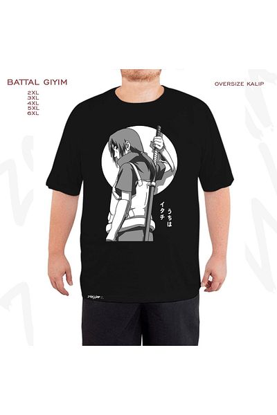 ZOKAWEAR Υπερμεγέθη Uchiha Itachi2 Printed Battal (Bol) Mold Μαύρο T-Shirt