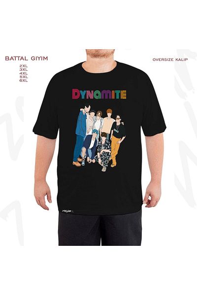 ZOKAWEAR Μαύρο μπλουζάκι Oversize Bts Dynamite Printed Battal (Bol) Fit