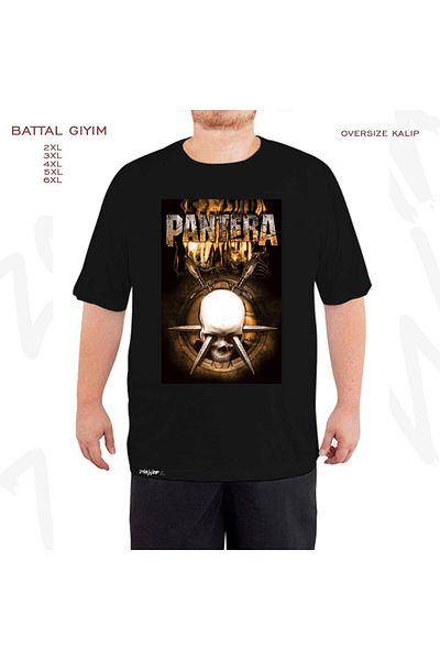 ZOKAWEAR Μαύρο μπλουζάκι Oversize Skull Pantera Printed Battal (Bol) Mold