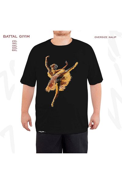 ZOKAWEAR Μαύρο μπλουζάκι Oversize Ballet v2 με στάμπα μεγάλου μεγέθους (Bol)