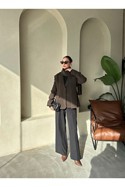 Laluvia Καφέ μπουφάν Madrid με σάλι - 509054