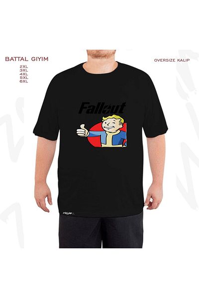 ZOKAWEAR Μαύρο μπλουζάκι Oversize Fallout Printed Battal (Bol) Mold