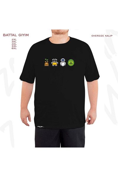 ZOKAWEAR Oversize Wall E Vol. Έγχρωμη εκτύπωση με στάμπα μεγάλου μεγέθους (Bol) Μαύρο μπλουζάκι
