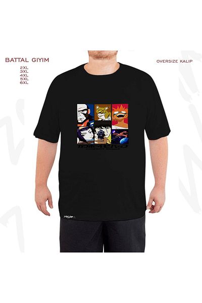 ZOKAWEAR Oversize Cowboy Bebop Printed Battal (Bol) Mold Μαύρο T-Shirt