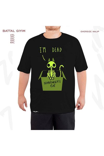 ZOKAWEAR Schrödinger's Cat Pattern - Μαύρο T-Shirt με μεγάλη εφαρμογή