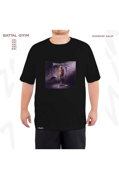 ZOKAWEAR Μαύρο μπλουζάκι Oversize Extinction Megadeth Printed Battal (Bol) Mold