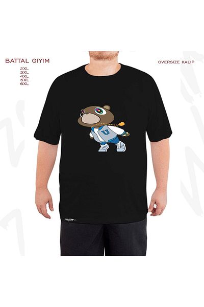 ZOKAWEAR Υπερμεγέθη Kanye West Printed Battal (Bol) Μαύρο T-Shirt