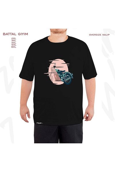 ZOKAWEAR Υπερμεγέθη Biker Motor Passion Printed Battal (Bol) Mold Μαύρο T-shirt