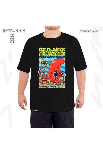ZOKAWEAR Oversize Red Hot Chili Peppers v2 Printed Oversize (Bol) Mold Μαύρο T-Shirt