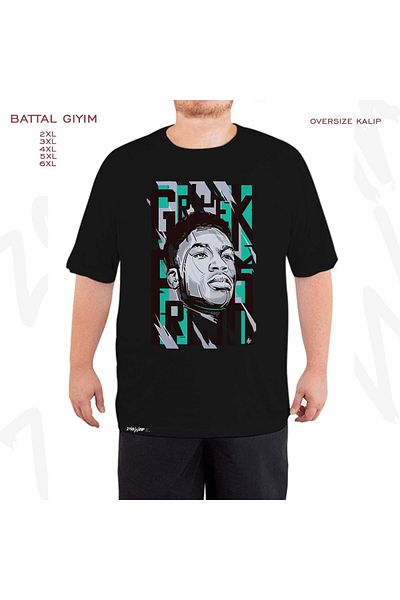 ZOKAWEAR Oversize Giannis Antetokounmpo Printed Oversize (Bol) Μαύρο T-Shirt