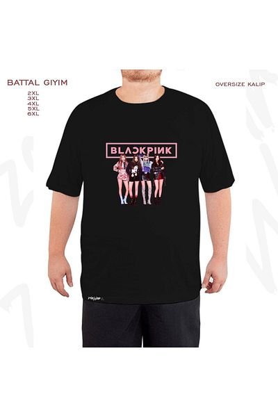 ZOKAWEAR Υπερμεγέθη μαύρη ροζ αφίσα με τυπωμένο μαύρο μπλουζάκι Battal (Bol) Mold