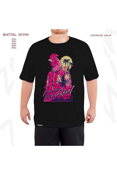 ZOKAWEAR Μαύρο μπλουζάκι Oversize Hotline Miami, Richard με στάμπα μεγάλου μεγέθους (Bol)