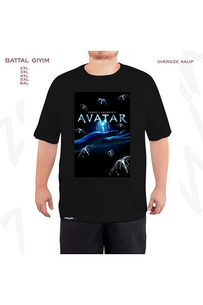 ZOKAWEAR Μαύρο μπλουζάκι Oversize Avatar v4 με στάμπα μεγάλου μεγέθους (Bol)