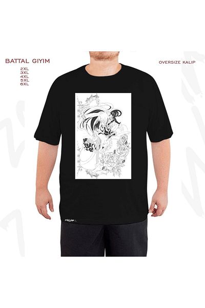 ZOKAWEAR Oversize Revolutionary Girl Utena Manga Printed Oversize (Bol) Mold Μαύρο T-Shirt