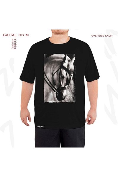 ZOKAWEAR Oversize Horse v4 Printed Battal (Bol) Μαύρο T-Shirt