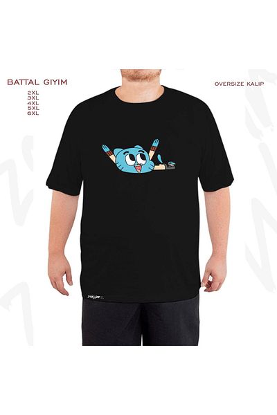 ZOKAWEAR Υπερμεγέθη Gumball v2 Printed Battal (Bol) Μαύρο T-Shirt