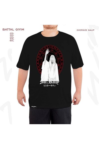 ZOKAWEAR Oversize Mr.Kitty, After Dark Printed Battal (Bol) Mold Μαύρο T-Shirt