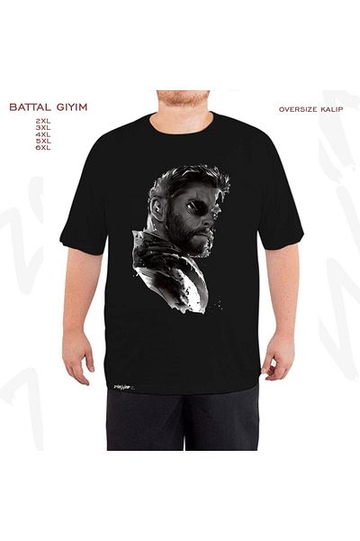 ZOKAWEAR Μαύρο μπλουζάκι Oversize Thor Print Printed Battal (Bol) Mold