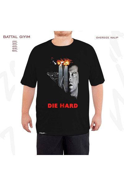 ZOKAWEAR Μαύρο μπλουζάκι Oversize Die Hard Printed Battal (Bol) Mold
