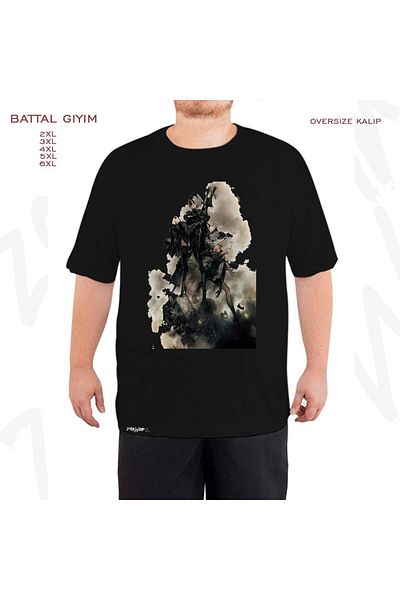 ZOKAWEAR Oversize Nier automata3 Printed Battal (Bol) Mold Μαύρο T-Shirt