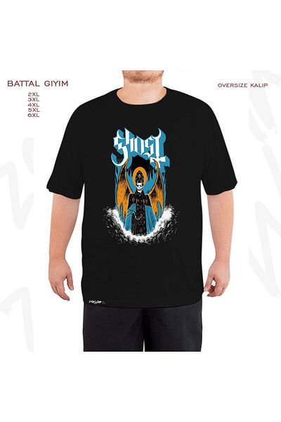 ZOKAWEAR Μαύρο μπλουζάκι Oversize Wings Ghost Printed Battal (Bol) Mold