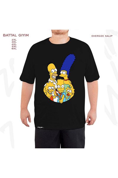 ZOKAWEAR Oversize Simpsons2 Printed Battal (Bol) Mold Μαύρο T-Shirt
