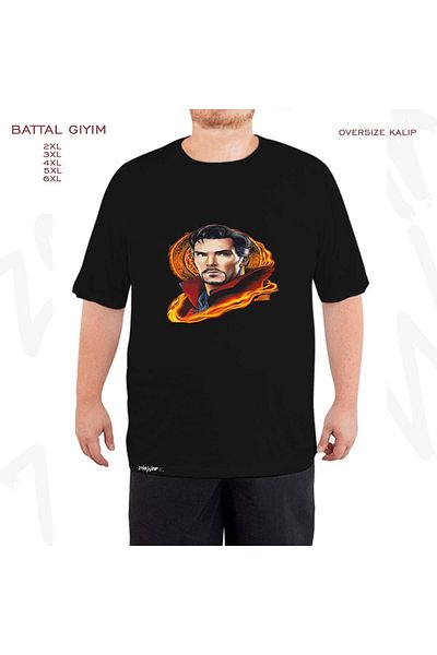 ZOKAWEAR Μαύρο μπλουζάκι Oversize Doctor Strange v2 με στάμπα μεγάλου μεγέθους (πολύ)