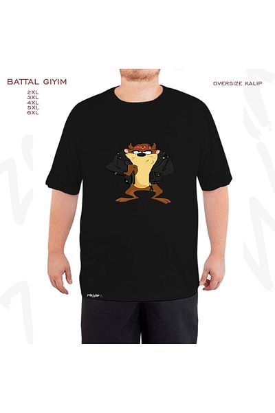 ZOKAWEAR Μαύρο μπλουζάκι Oversize Tasmanian Devil v2 με στάμπα μεγάλου μεγέθους