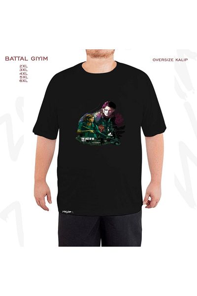 ZOKAWEAR Oversize Ellie Game Last Of Us Printed Battal (Bol) Mold Μαύρο T-Shirt