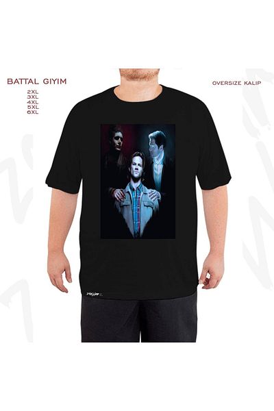 ZOKAWEAR Oversize Supernatural x3 Printed Oversize (Bol) Μαύρο T-Shirt