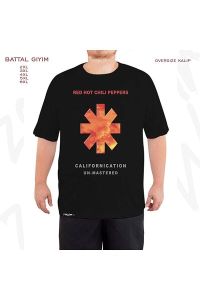 ZOKAWEAR Oversize Red Hot Chili Peppers Printed Oversized Black T-Shirt