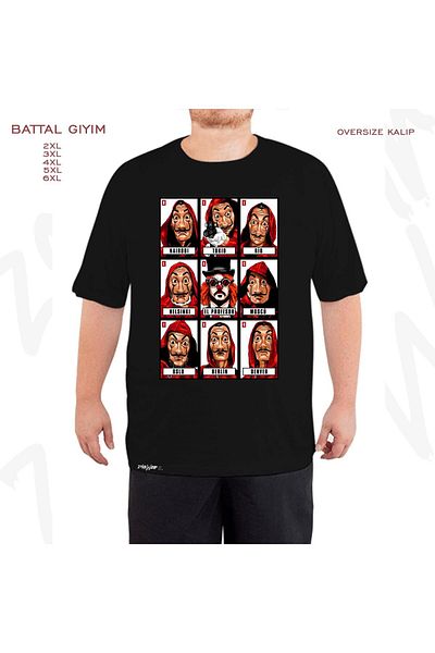 ZOKAWEAR Money Heist Bella Ciao La Casa Printed - Μαύρο T-Shirt με μεγάλη εφαρμογή