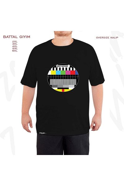 ZOKAWEAR Oversize No Signal Printed Battal (Bol) Mold Μαύρο T-Shirt