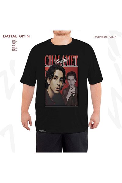 ZOKAWEAR Μαύρο μπλουζάκι με στάμπα Timothee Chalamet Oversize