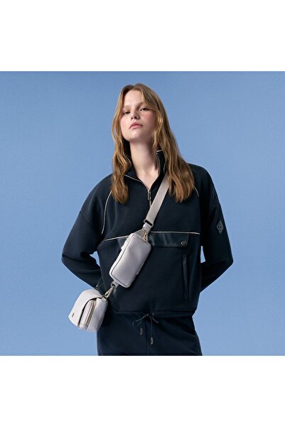 Desa Altessa Siyah Kadın Deri Detaylı Sweatshirt