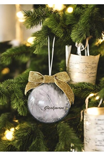 SavBrand Ornament pentru brad cu model floral de Anul Nou - cu pene, glob din...