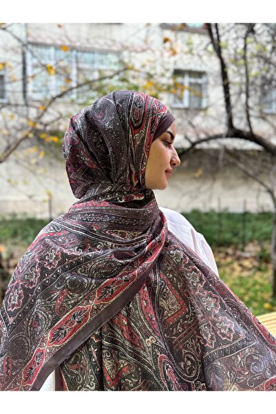 shalby Camellia Patterned Soft Cotton Shawl - Pomegranate